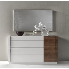 JM Furniture Lisbon White Walnut Dresser and Mirror