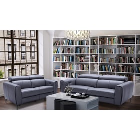 JM Furniture Lorenzo Blue Grey Leather 2pc Living Room Set