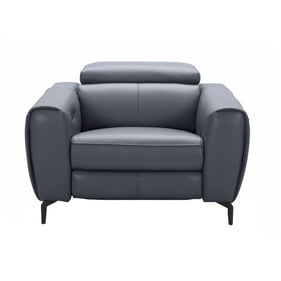 JM Furniture Lorenzo Blue Grey Leather Chair