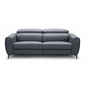 JM Furniture Lorenzo Blue Grey Leather Sofa