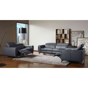 JM Furniture Lorenzo Blue Grey Leather 3pc Living Room Set