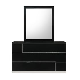 JM Furniture Lucca Black Dresser and Mirror