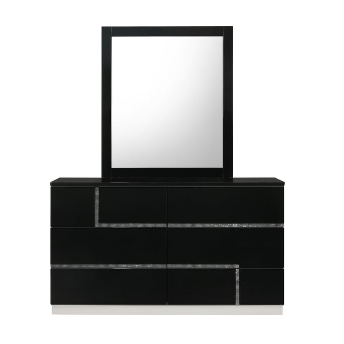 JM Furniture Lucca Black Dresser and Mirror JNM-17685-DM