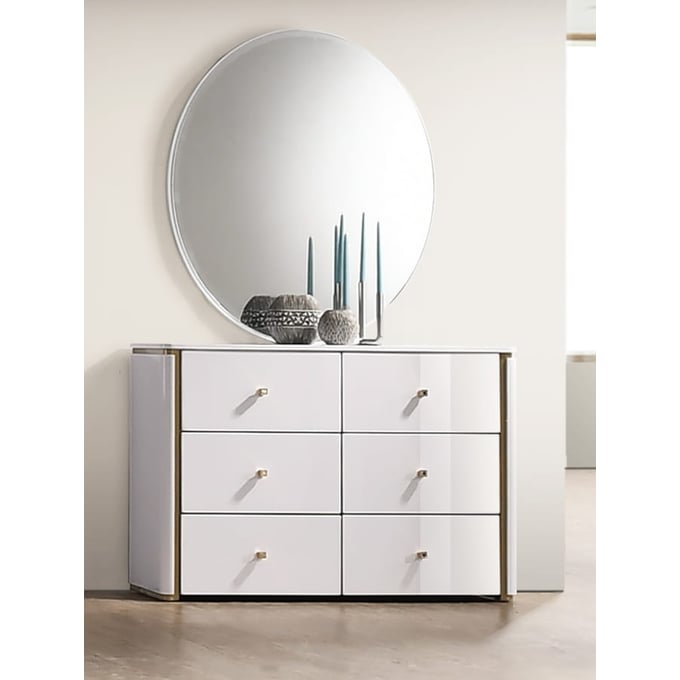 JM Furniture Lucera White Dresser and Mirror JNM-17995-DM