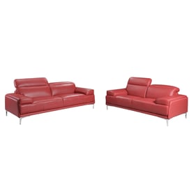 JM Furniture Nicolo Red Leather 2pc Living Room Set