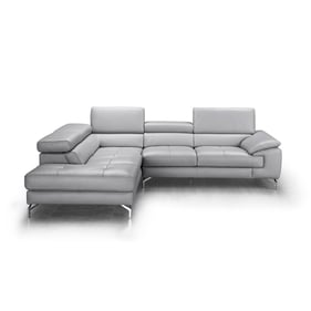 JM Furniture Olivia Light Grey Leather LAF Sectional