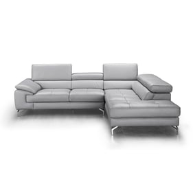 JM Furniture Olivia Light Grey Leather RAF Sectional