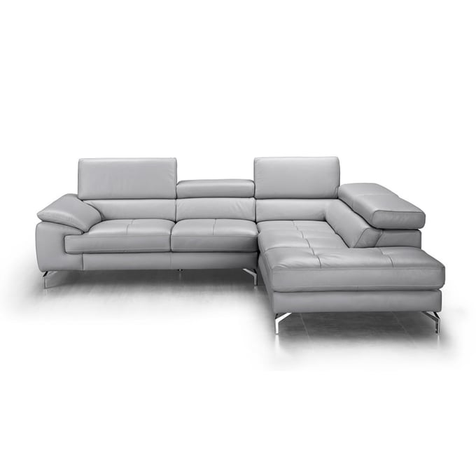 JM Furniture Olivia Light Grey Leather RAF Sectional JNM-18275-RHFC