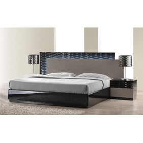 JM Furniture Roma Black Grey 2pc Bedroom Set with Queen Bed