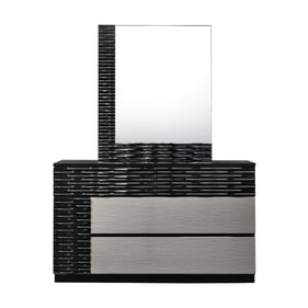 JM Furniture Roma Black Grey Dresser and Mirror