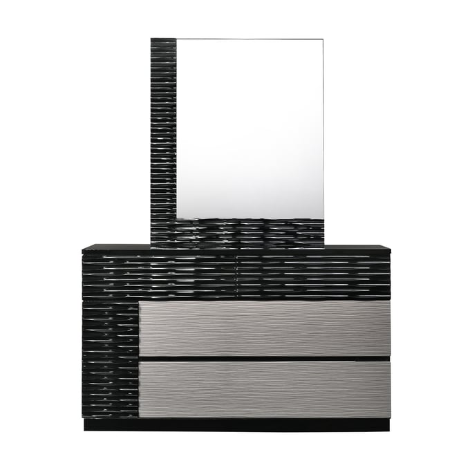 JM Furniture Roma Black Grey Dresser and Mirror JNM-17777-DM