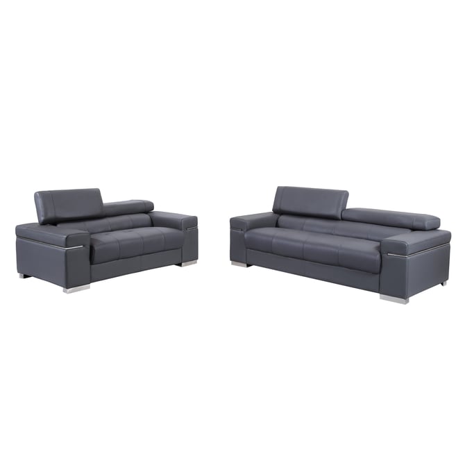 JM Furniture Soho Grey Leather 2pc Living Room Set JNM-176551113-LR-S1