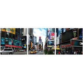 JM Furniture Black Orange Blue Times Square Wall Art