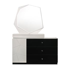 JM Furniture Turin Light Grey Black Dresser and Mirror