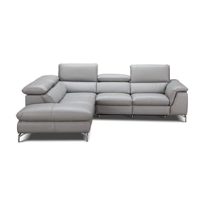 JM Furniture Viola Light Grey Leather LAF Sectional