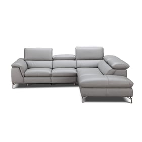 JM Furniture Viola Light Grey Leather RAF Sectional