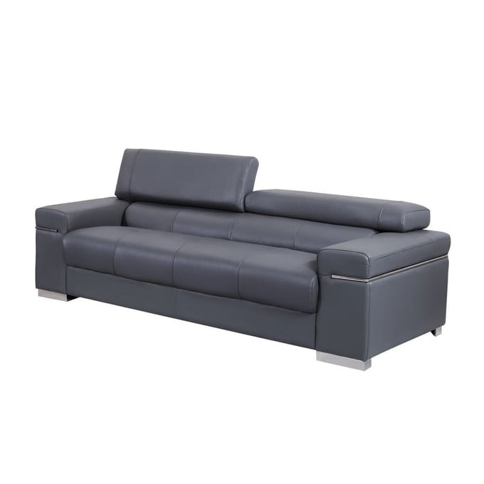 JM Furniture Soho Grey Leather Sofa JNM-176551113-S-GR