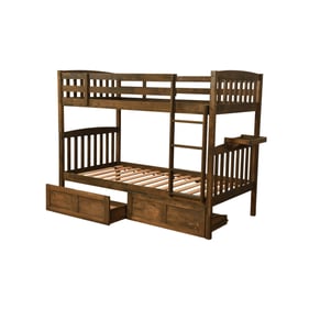 Kodiak Furniture Claire Rustic Walnut Twin Twin Storage Drawers Bunk Bed wi...