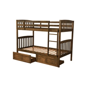 Kodiak Furniture Claire Rustic Walnut Twin Twin Storage Drawers Bunk Bed