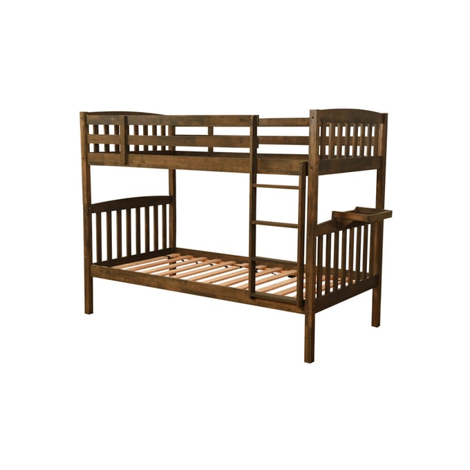 Kodiak Furniture Claire Rustic Walnut Twin Twin Bunk Bed with Tray KOD-KFTTCLRWT5