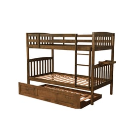 Kodiak Furniture Claire Rustic Walnut Twin Twin Trundle Bunk Bed with Tray