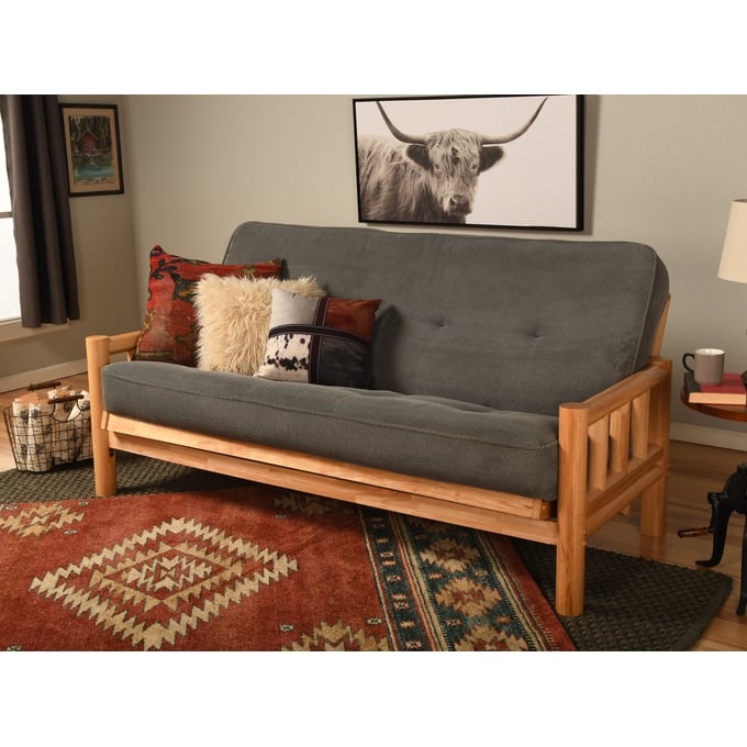 Kodiak Furniture Lodge Natural Frame Marmont Thunder Mattress Futon KOD-KFLDMTHUNLF5MD3