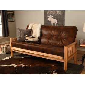 Kodiak Furniture Lodge Natural Frame Oregon Trail Saddle Mattress Futon