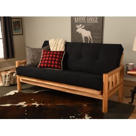 Kodiak Furniture Lodge Natural Frame Suede Black Mattress Futon