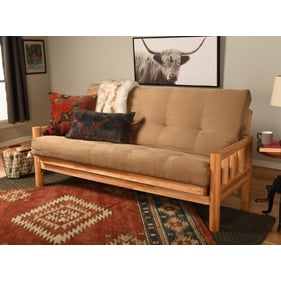 Kodiak Furniture Lodge Natural Frame Suede Peat Mattress Futon