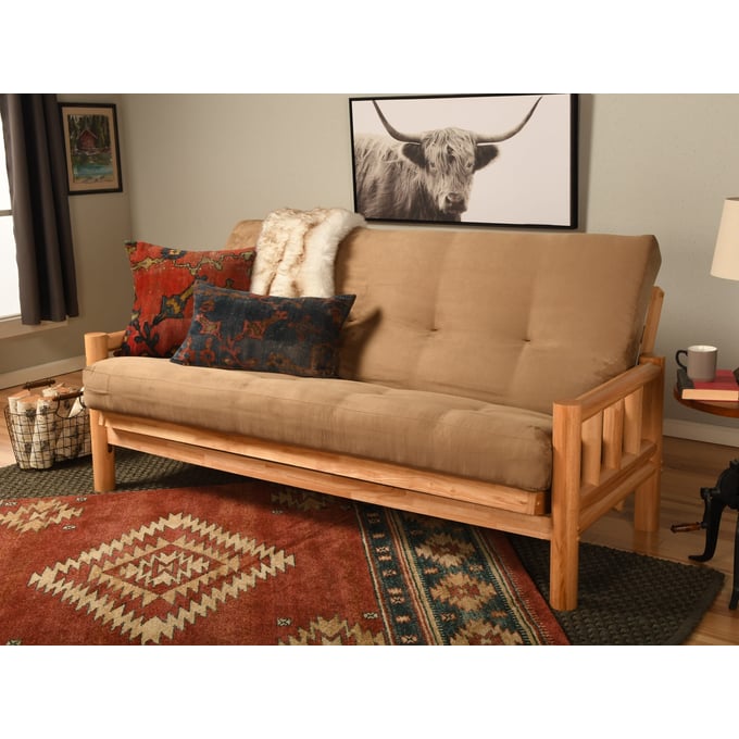 Kodiak Furniture Lodge Natural Frame Suede Peat Mattress Futon KOD-KFLDSPEATLF5MD3