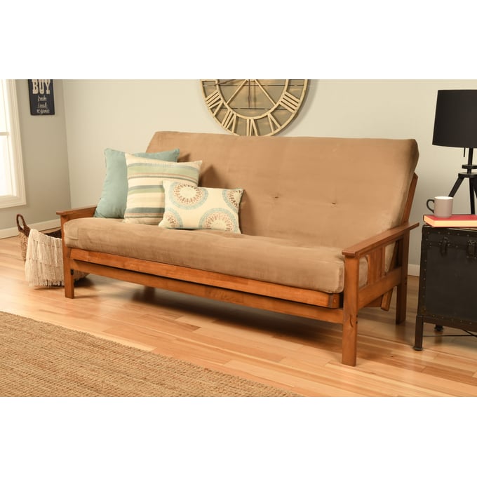 Kodiak Furniture Monterey Barbados Frame Suede Peat Mattress Futon KOD-KFMOBBSPEATLF5MD3