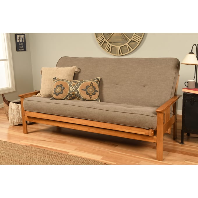 Kodiak Furniture Monterey Butternut Frame Linen Stone Mattress Futon KOD-KFMOBTLSTNLF5MD3