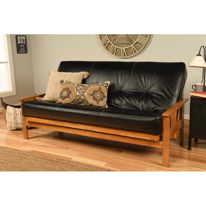 Kodiak Furniture Monterey Butternut Frame Oregon Trail Black Mattress Futon KOD-KFMOBTOTBLF5MD3