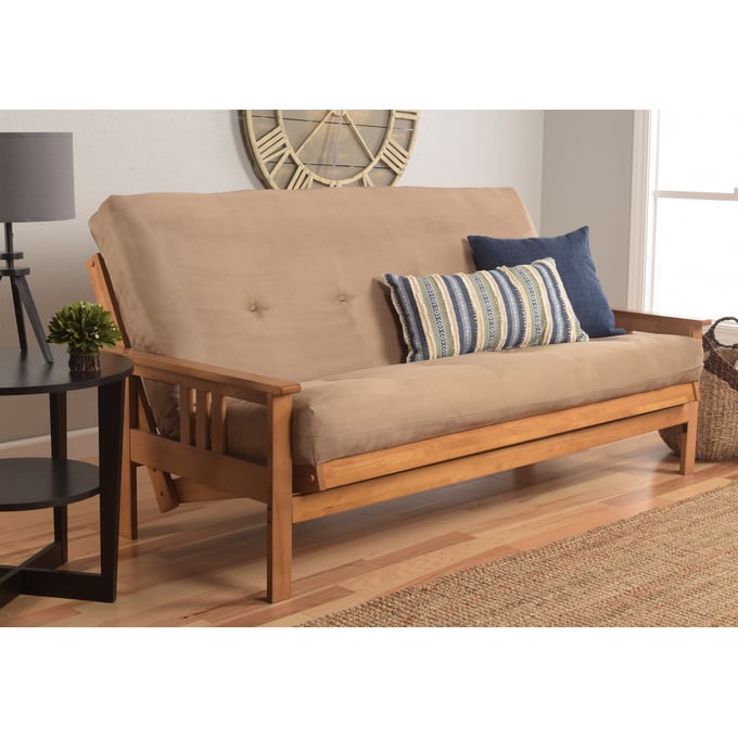 Kodiak Furniture Monterey Butternut Frame Suede Peat Mattress Full Futon KOD-KFMOBTSPEATLF5MD3