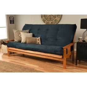 Kodiak Furniture Monterey Butternut Frame Suede Navy Mattress Queen Futon