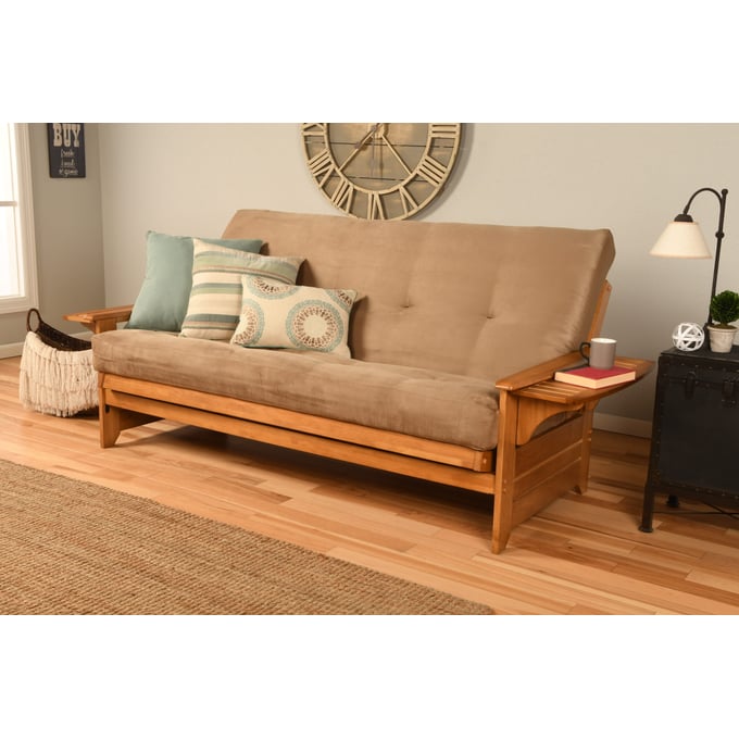 Kodiak Furniture Phoenix Butternut Frame Suede Peat Mattress Full Futon KOD-KFPHBTSPEATLF5MD3