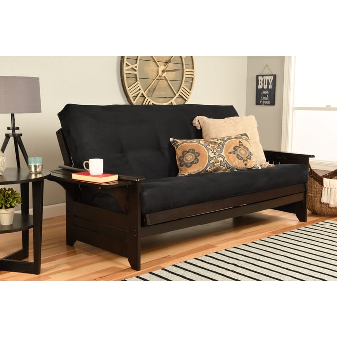 Kodiak Furniture Phoenix Espresso Frame Suede Black Mattress Full Futon KOD-KFPHEPSBLKLF5MD3