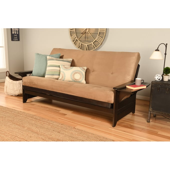 Kodiak Furniture Phoenix Espresso Frame Suede Peat Mattress Full Futon KOD-KFPHEPSPEATLF5MD3