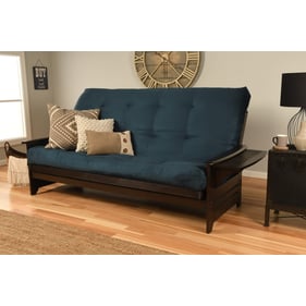 Kodiak Furniture Phoenix Espresso Frame Suede Navy Mattress Queen Futon