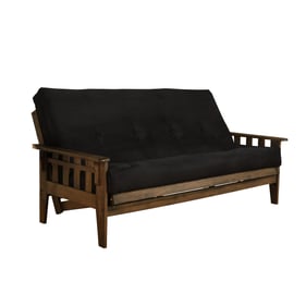 Kodiak Furniture Tucson Walnut Frame Suede Black Mattress Full Futon