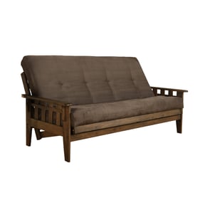 Kodiak Furniture Tucson Walnut Frame Suede Gray Mattress Full Futon