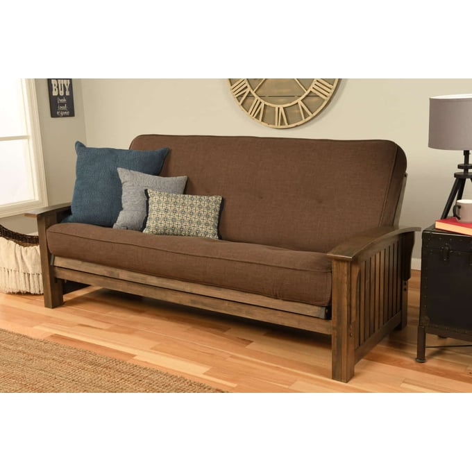 Kodiak Furniture Washington Walnut Frame Linen Cocoa Mattress Futon KOD-KFWARWLCOCLF6MD3