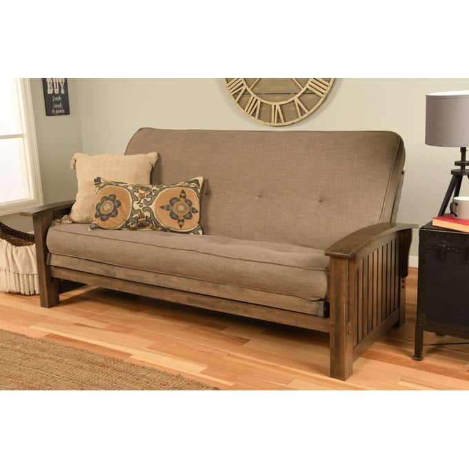 Kodiak Furniture Washington Walnut Frame Linen Stone Mattress Futon KOD-KFWARWLSTNLF6MD3