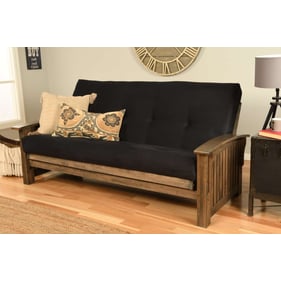 Kodiak Furniture Washington Walnut Frame Suede Black Mattress Futon