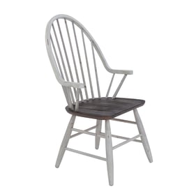 Liberty Farmhouse Two Tone White Windsor Back Arm Chair