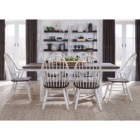 Liberty Farmhouse Two Tone White Fixed Top 7pc Dining Room Set