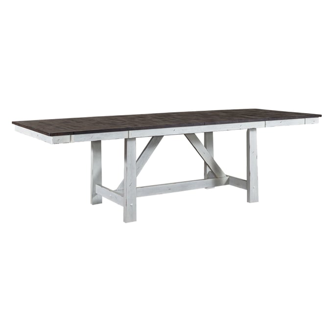 Liberty Farmhouse Two Tone White Trestle Table LBRT-139WH-T4002