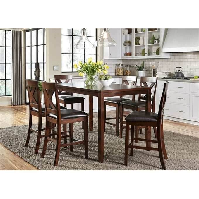 Liberty Thornton Russet 7pc Gathering Table Set LBRT-164-CD-7GTS