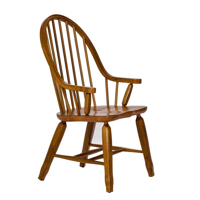 Liberty Treasures Rustic Oak Bow Back Arm Chair LBRT-17-C2051