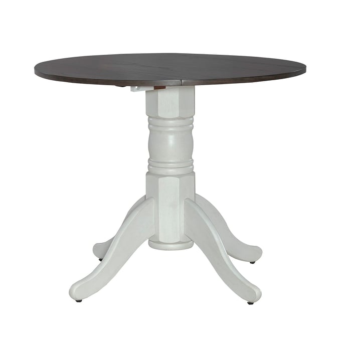 Liberty Brook Bay Textured White Carbon Grey Drop Leaf Table LBRT-182-3636-TBL